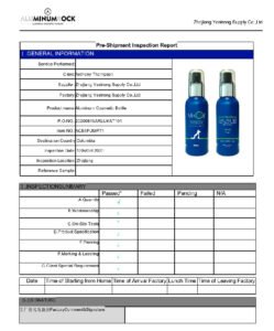 aluminumrock's pre-shipment inspection report