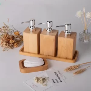 lotion pump dishes bamboo bottle